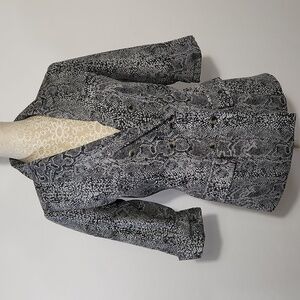 Topshop Blazer Women Black White Snake Double Breasted 1/2 Sleeve Lined SZ4 City